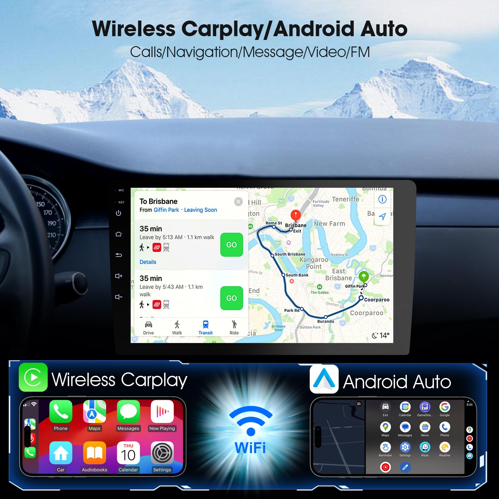 Haudio Radio Coche 2 DIN con CarPlay Inalámbrico y Android Auto,HD Pantalla Táctil de 10.1 Pulgadas,soporta Manos Libres/Mirror Link/AUX|FM/Am y Reproductor de Música,con Cámara de Respaldo