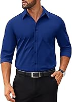 COOFANDY Men's Moisture-Wicking Poplin Dress Shirt Long Sleeve Button Down Formal Casual Tech Shirt