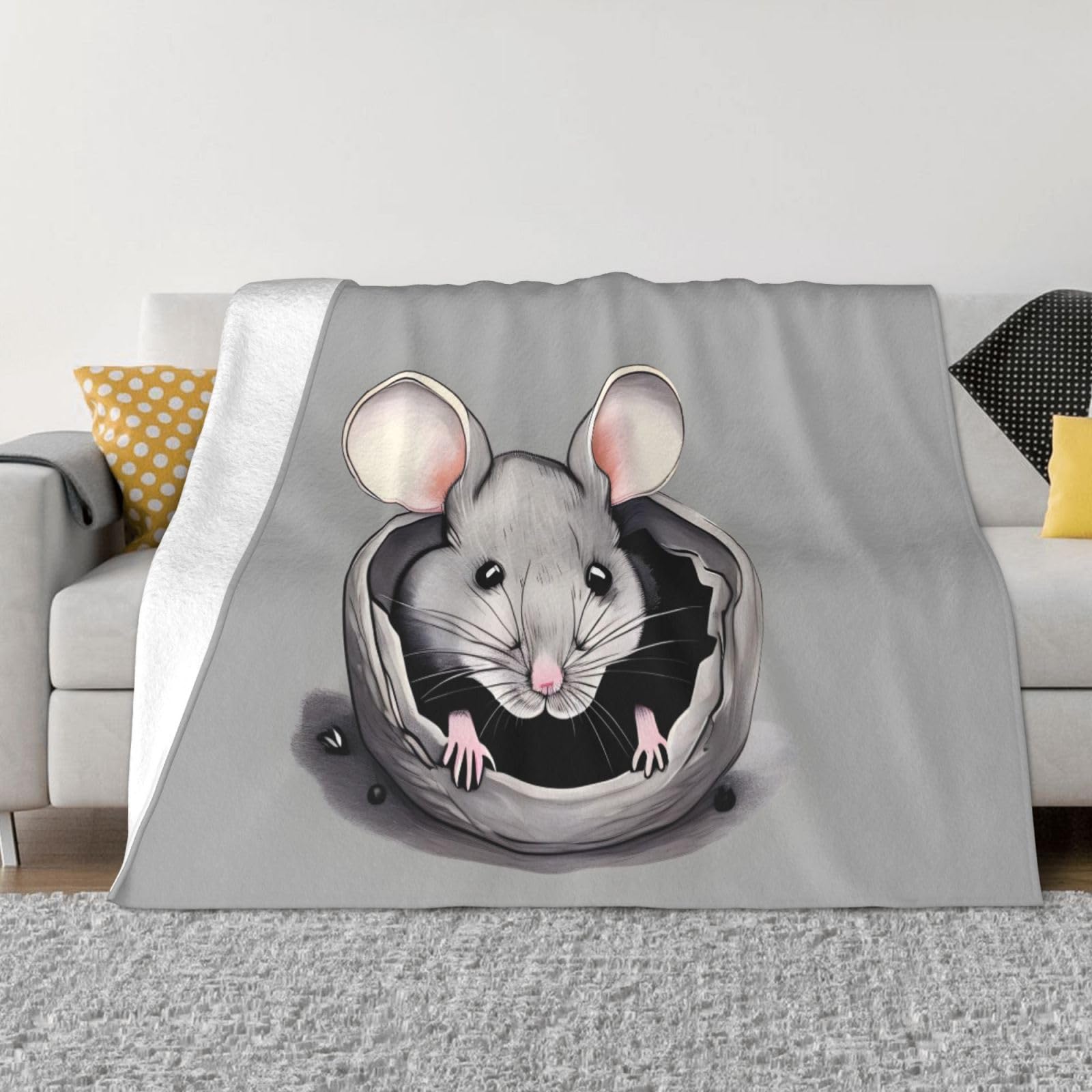 Grey rat 50"x40" Flannel Blanket - King Size - Suitable for Beds and Sofas - Luxurious Micro Plush - Comfortable and Warm Blanket
