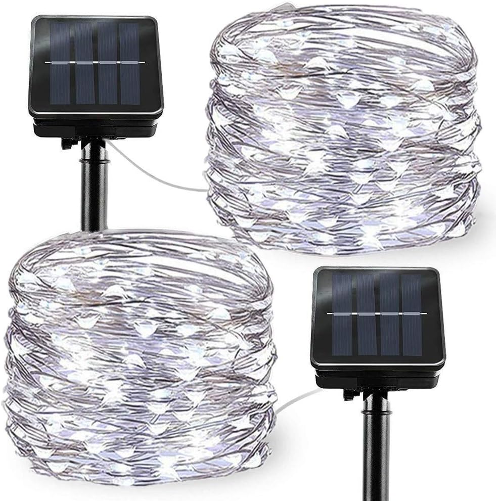 FANSIR Solar Powered String Lights, 2 Pack Outdoor String Solar Garden