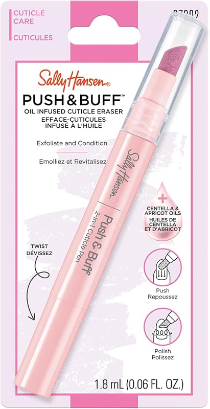 Bolígrafo de tratamiento para el cuidado de cutículas 2 en 1 Push & Buff | Exfolia, pule y alisa las cutículas | Punta texturizada para obtener resultados instantáneos | Cuidado de uñas fácil y sin complicaciones sobre la marcha