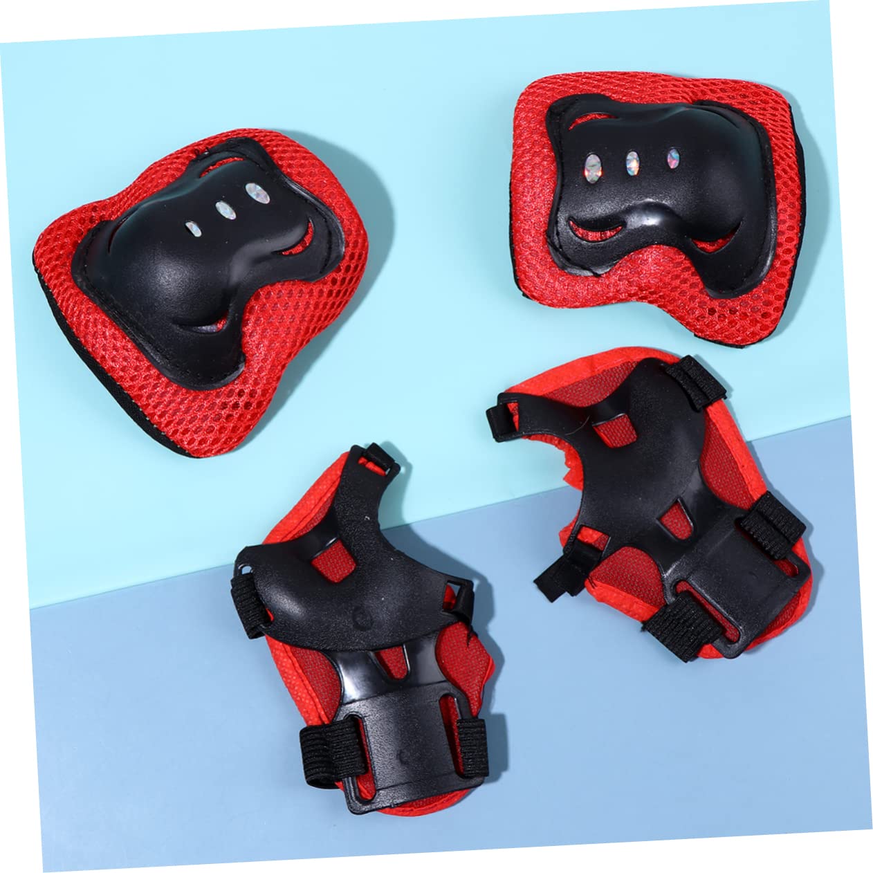 BCOATH 6Pcs Protective Gear Elbow and Knee Pads for Cycling and Skateboarding Stylish Black and Red Design Comfortable and Durable Sports Protective Equipment