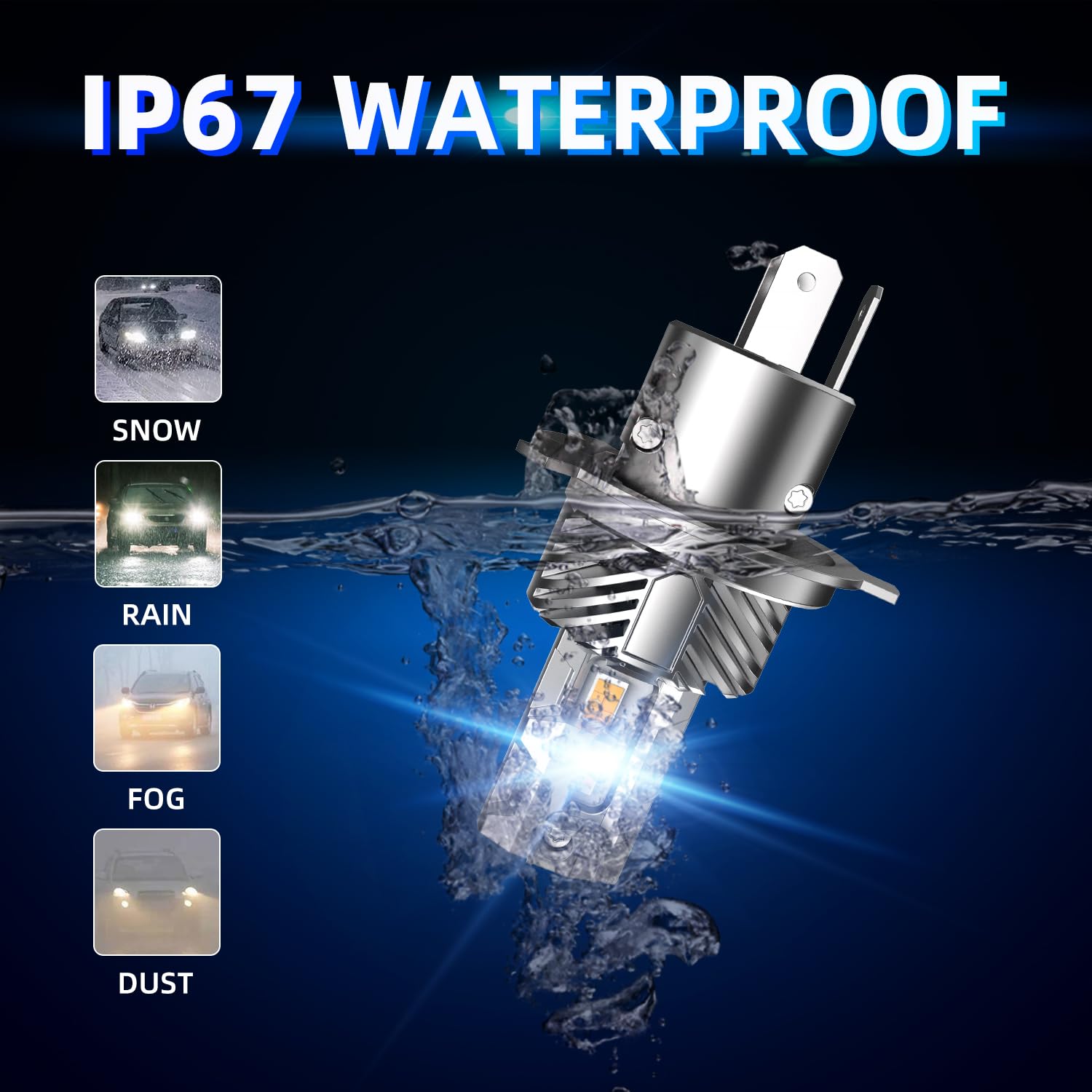 Sinoparcel Actualización H4/9003 LED Bombilla para Faros Delanteros - 20000LM/juego 6500K - Haz Baja y Alta con Ventilador Luz Blanca Reemplazo de Halógeno LED - Paquete de 2