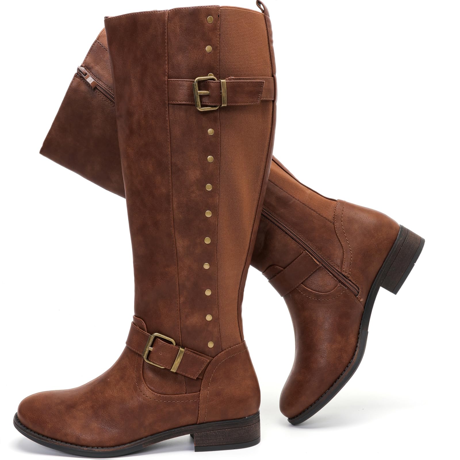 LuoikaWomen's Wide Width Ankle Boots, Extra Wide Mid Heel Side Zipper Booties.