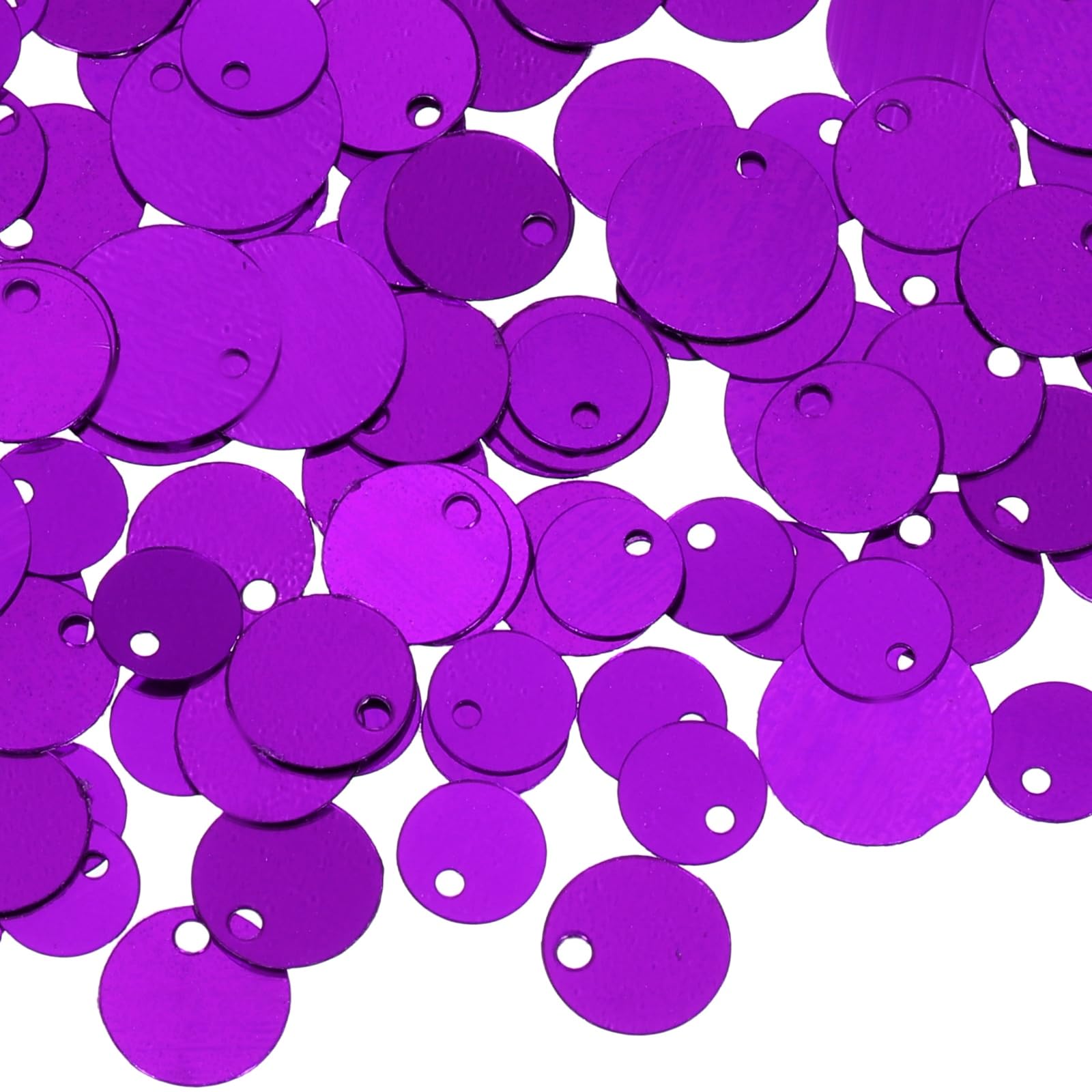 sourcing map 1500 Pcs Flat Round Sequins, 6/8/10mm Loose Paillettes Craft Sewing Sequins with Single Side Hole for DIY Embroidery Clothing Jewelry Making, Silver Tone Dark Purple — image 1