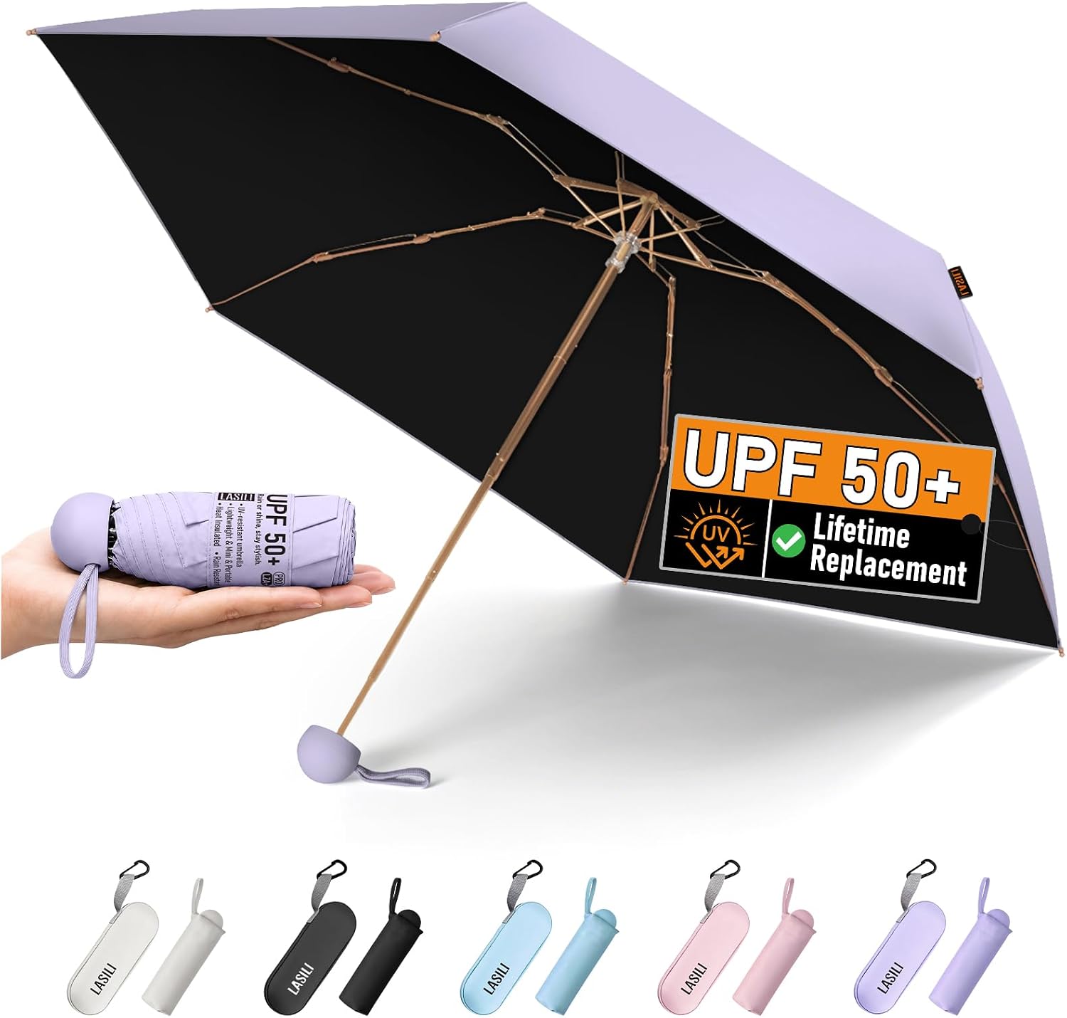 F3 MINI Travel Umbrella with UV Protection, Sun & Rain, 39" Arc