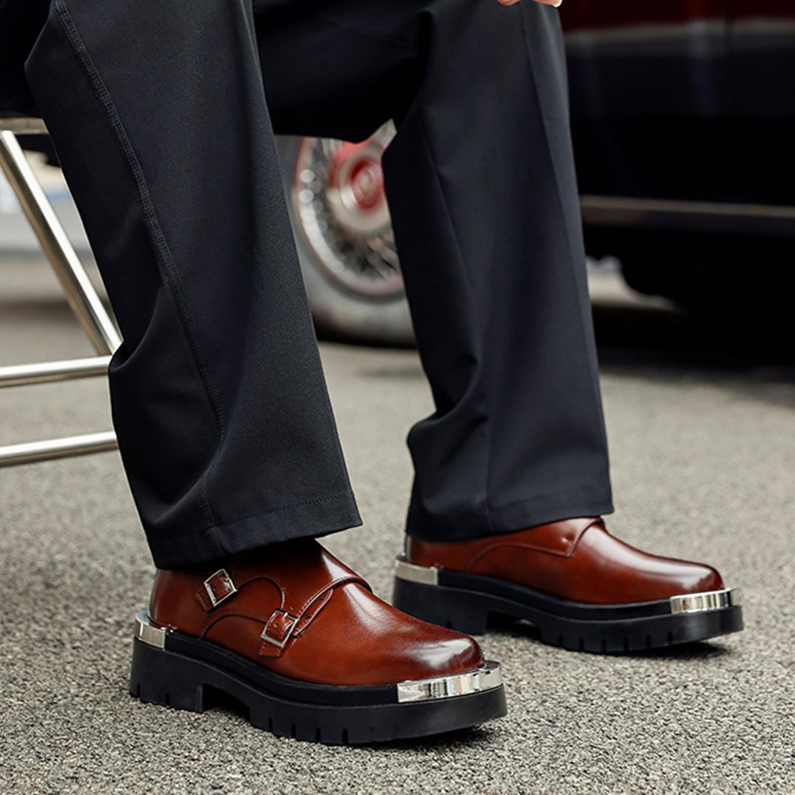 Mocassini Plateau Uomo Scarpe Eleganti Slip-On Comode