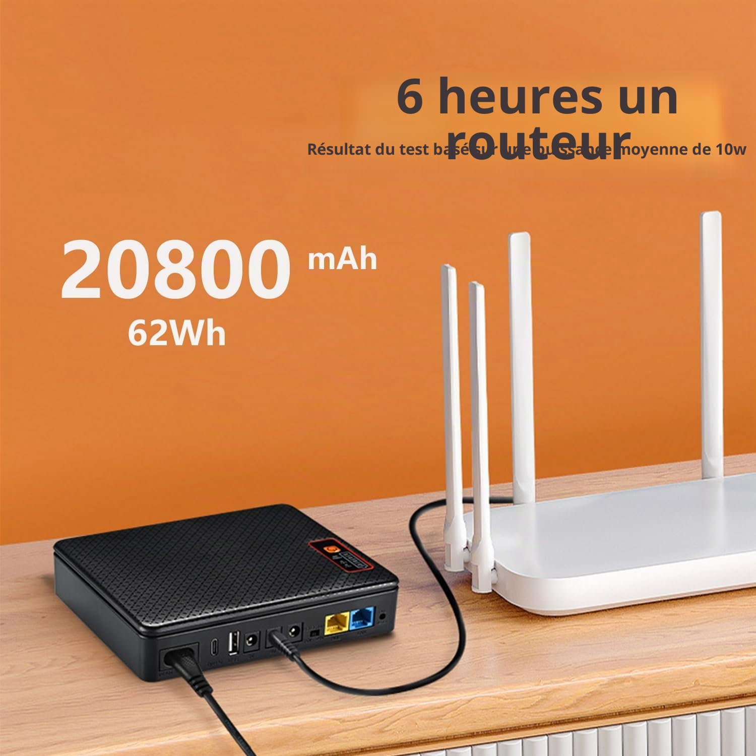 Mini UPS Onduleurs 20800mAh(62Wh) 12V⎓1,5A USB 5V⎓2A Mini Onduleurs Routeur Modem