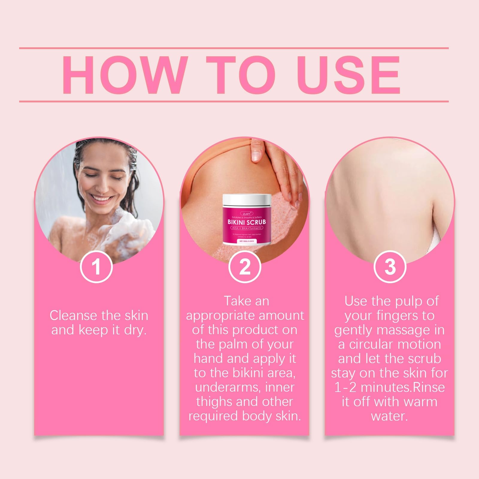 Gommage Corporel,2pcs Gommage Bikini avec 10% D'Aha+Bha et Curcuma pour le Maillot et Les Aisselles,Élimine les Poils Incarnés et les Imperfections Dues Au Rasage,100g