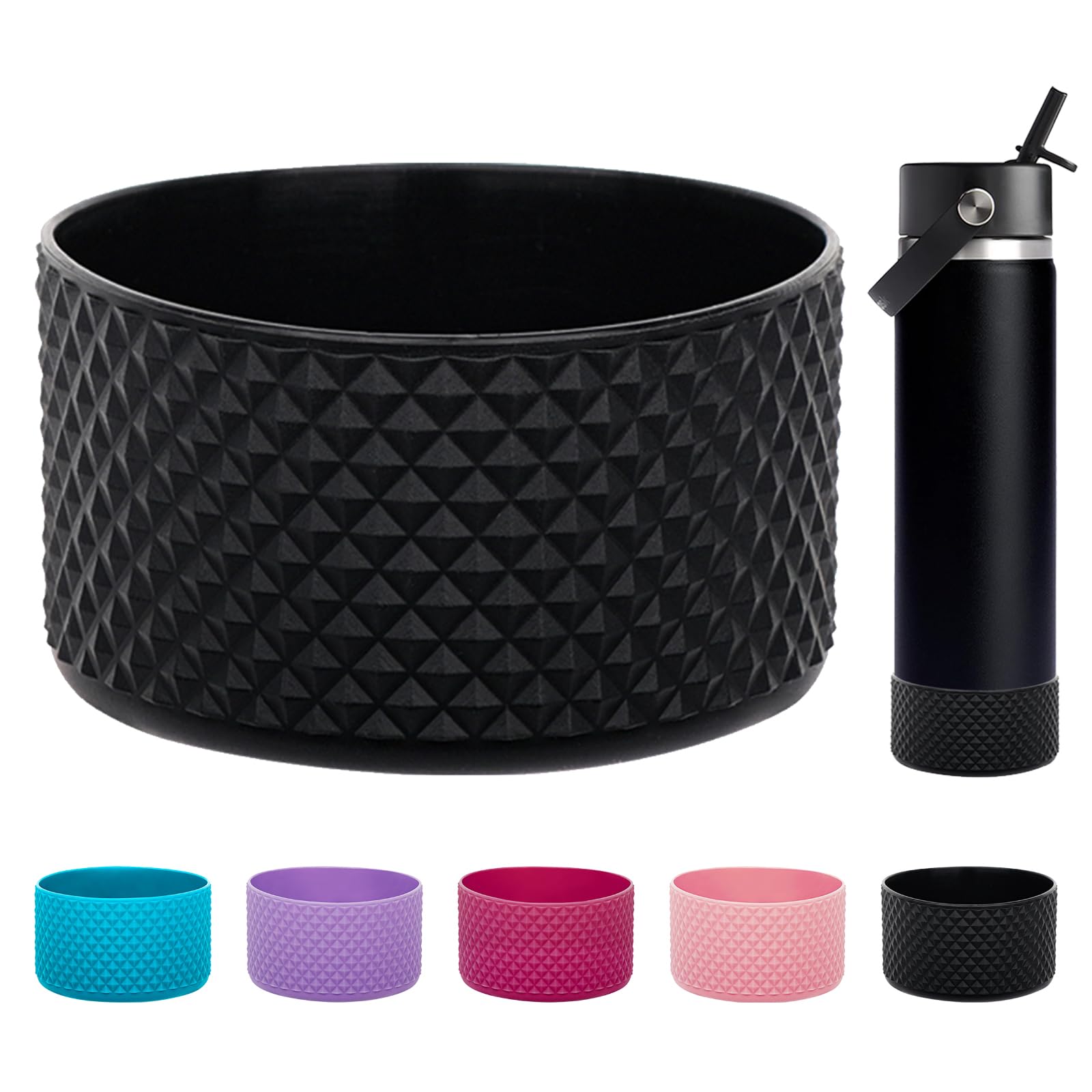 WK IEASON Protective Silicone Base Boot for Hydro Flask 12-24 oz Wide and Standard Mouth bottles, Anti-Slip Sleeve Cover Bumper for Hydro Water Bottle
