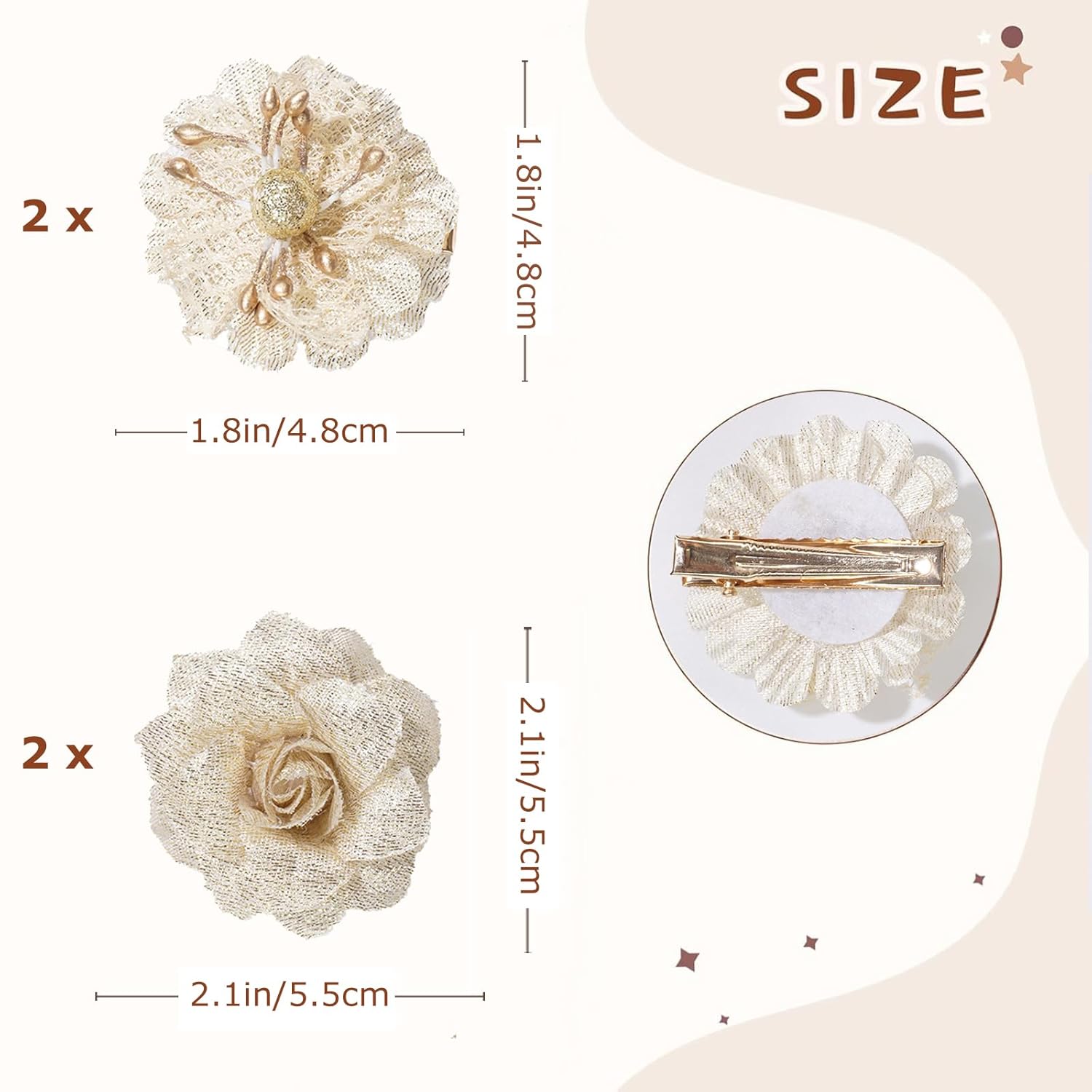 Baby Girls Floral Hair Bows Clips, 4Pcs Glitter Gold Flower Hair Barrettes Alligator Clips, Hair Accessories for Toddlers Kids Teens - Image 5