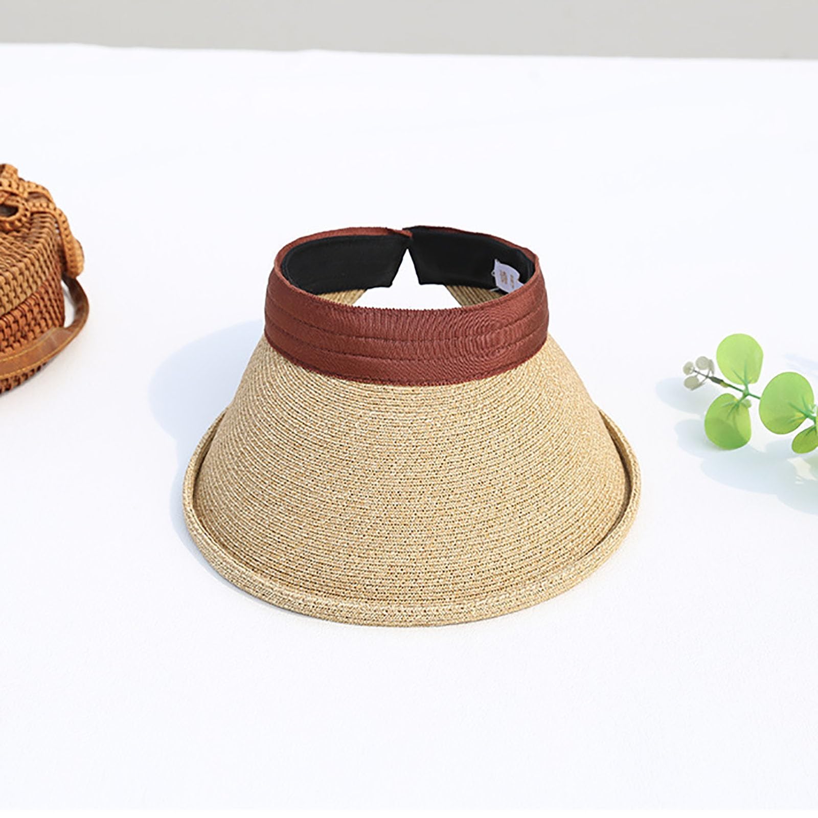 Sombreros De Paja para Mujer, Sombrero Viseras Mujer Verano De Paja Vacío con ala Grande Viseras para El Sol para Mujer Playa Viaje Vacaciones