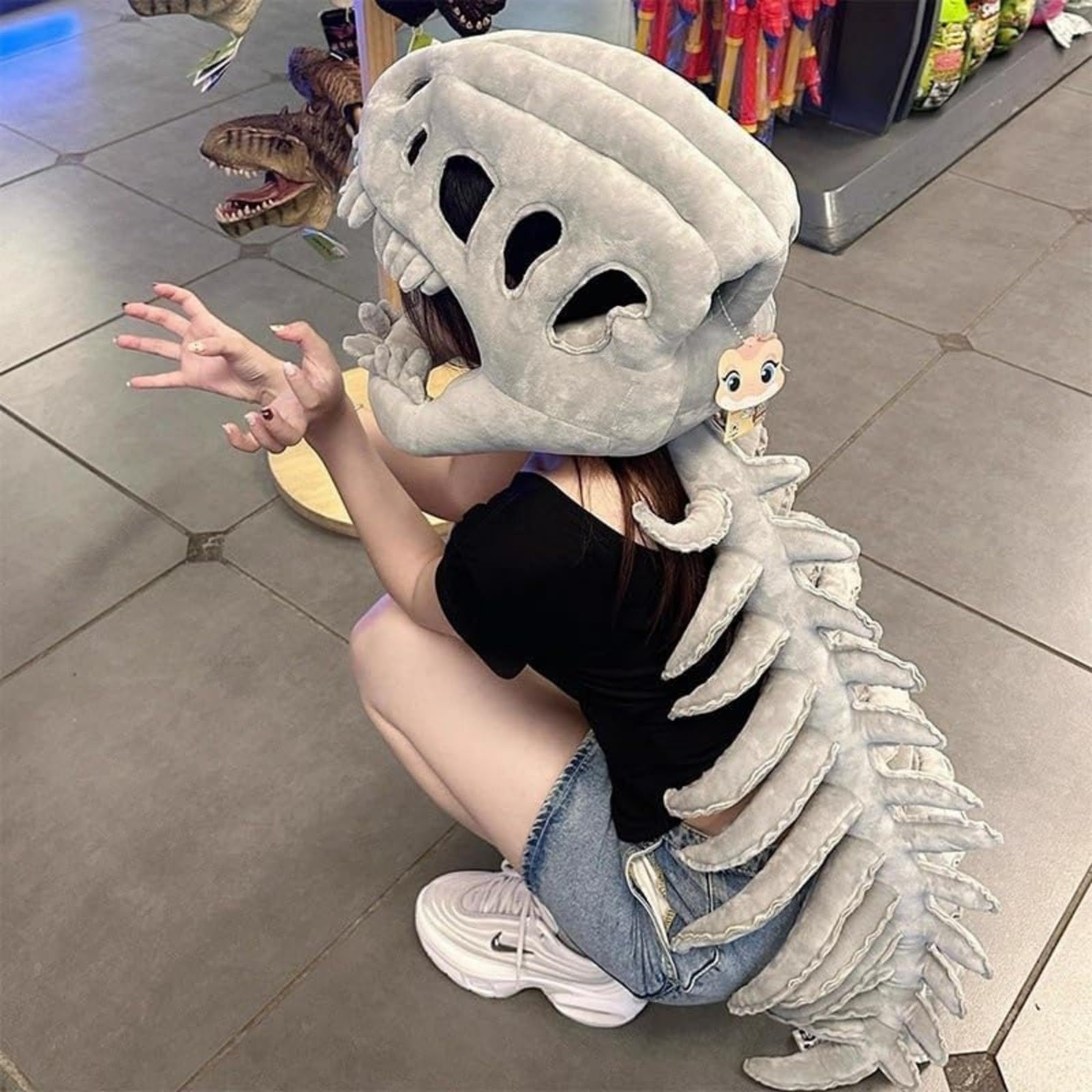 Spinosaurus Plush Dino Outfit, Costume De Dinosaure Spinosaurus En Peluche, Squelette 3D, Réaliste Pour Halloween, Changement Rapide, Lavable En Machine Pour Fêtes