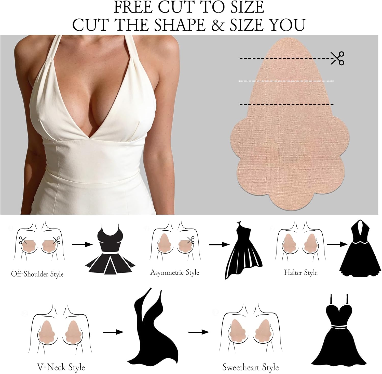 10PCS Boob Tape for Breast Lift,Lifting Pasties for Women,Nipple Covers for Women Breast Lift,Sticky Body Tape for Push-up Breast Support Lift,CDE-Cup Pasties with Lift for Strapless Dress,Wedding