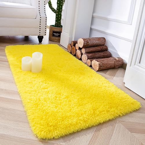 Chicrug - Alfombra suave de 2 x 4pies, mullida y peluda, el pelo no se desprende, para dormitorio, sala de estar, guardería, habitación infantil,