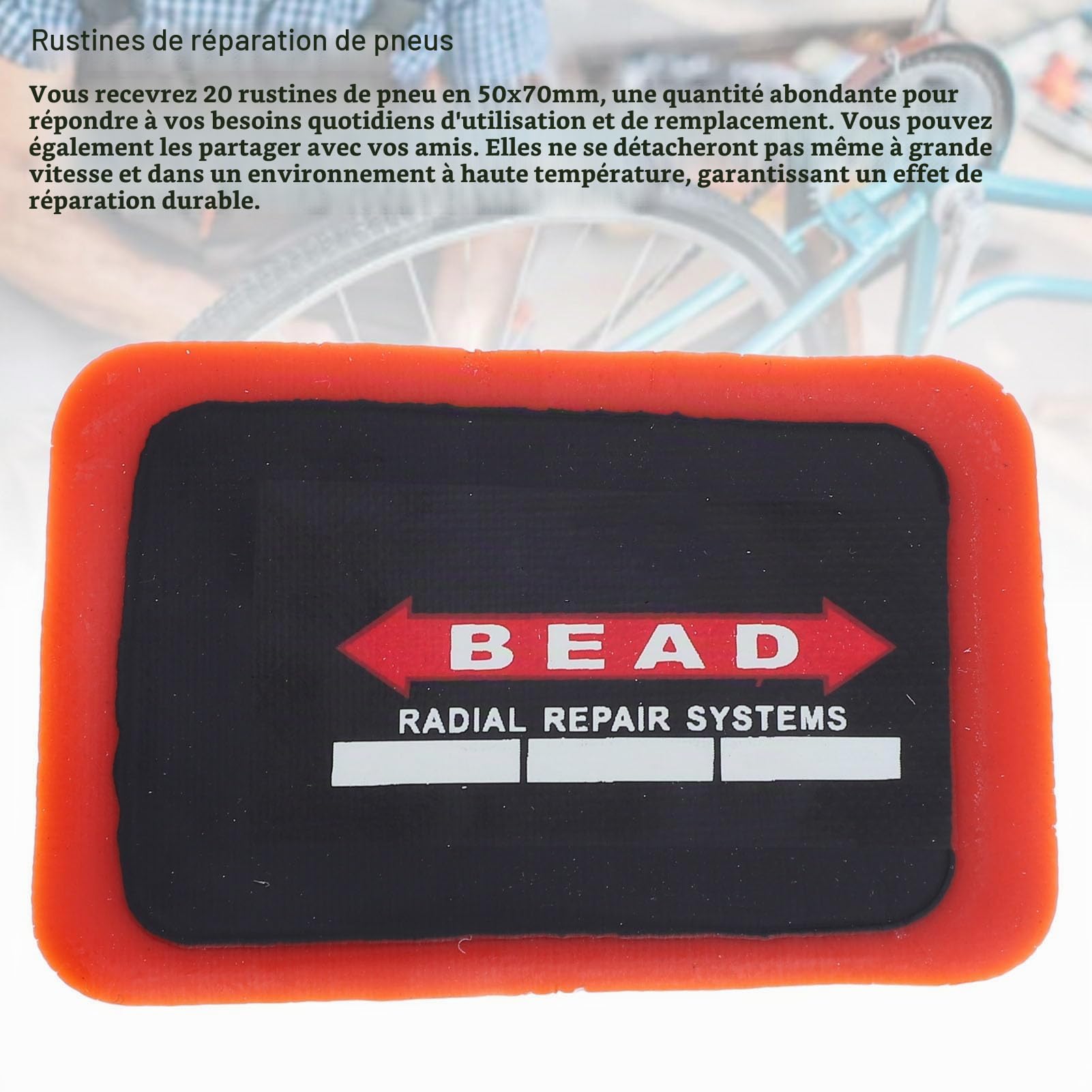 20 Pcs Patches de Pneus en Caoutchouc Heavy Duty Patches de Réparation des Pneus 50x70 Mm avec Une Adhésion à Haute élasticité pour Le Tracteur de Camion de Moto de Voiture