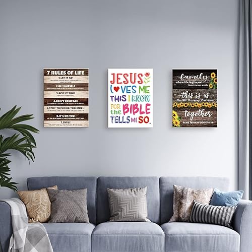 Miniatura 6 de LISTNGBO Lienzo decorativo de pared con versículos bíblicos para niños, Jesús me ama, pintura de pared para niños, lienzo religioso cristiano, arte