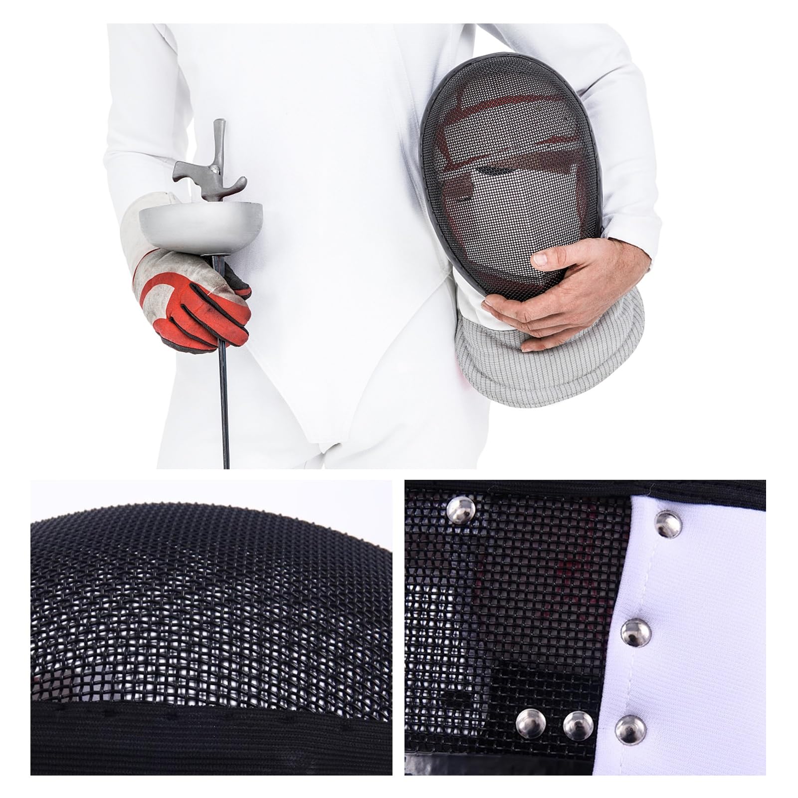 Florett-Fechtmaske, Fechtschutzhelm, Fechtausrüstung, für Florett-Athletentraining, Einsatz Für Athleten, 350N(Medium)