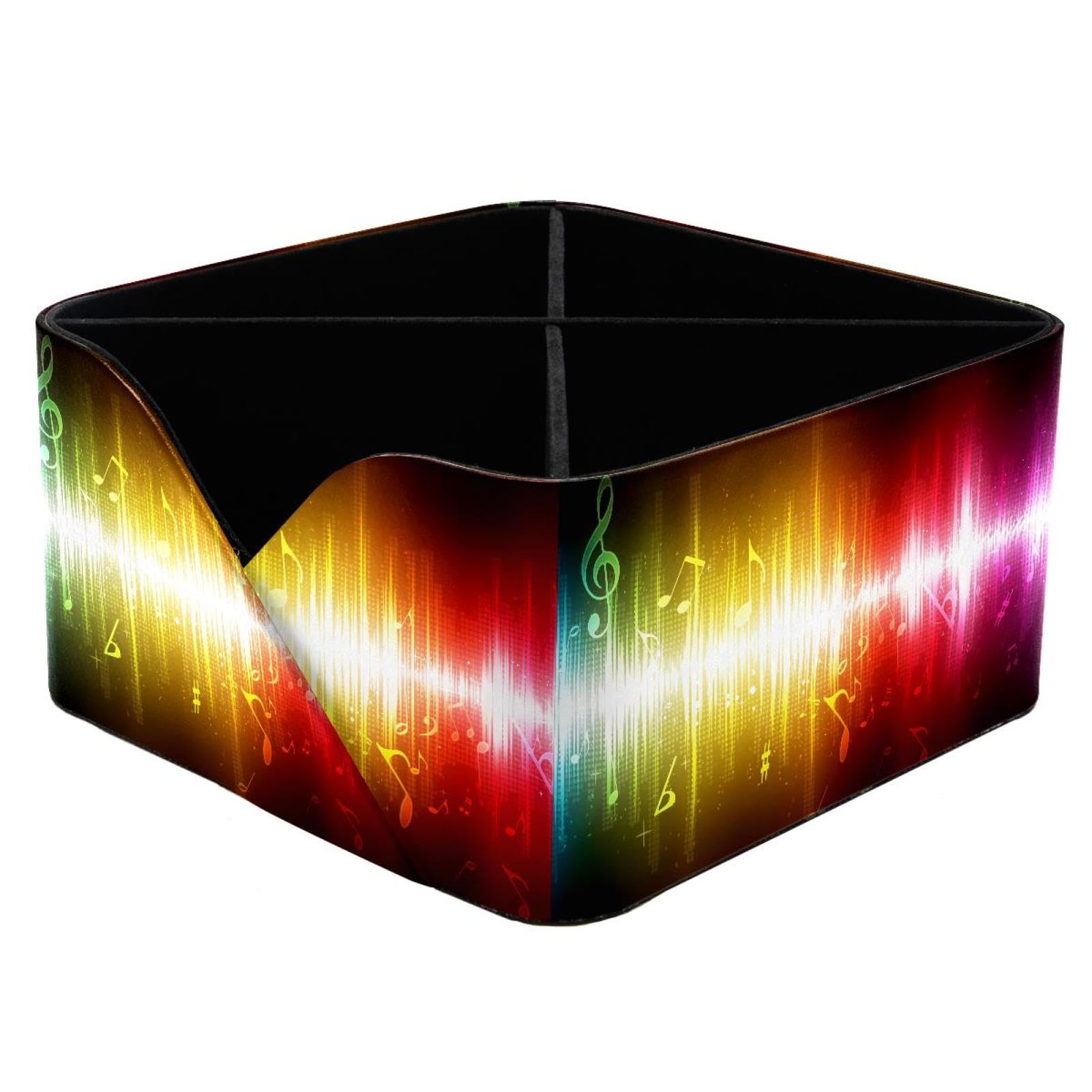 KengjuTesu Futuristic Abstract Glowing Music Desktop Organizer Pen Holder, Rectangular Pencil Cup for Office, Study and Makeup Stations