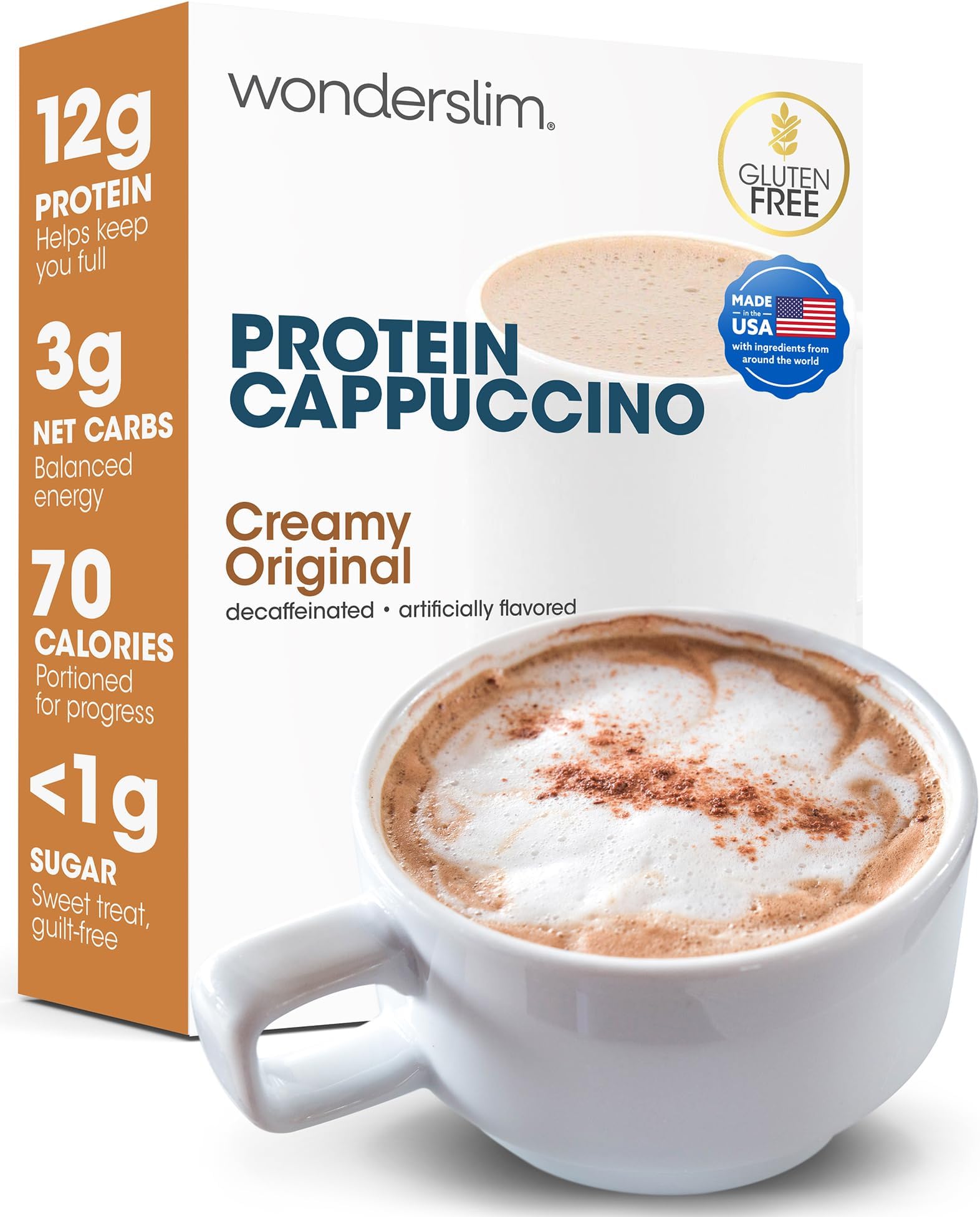 WonderSlim Protein Cappuccino, Creamy Original, Low Sugar, Gluten Free, Keto ...