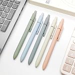UIXJODO Stylos de gel, 5 Pcs 0.5mm Stylos à encre noire Stylo d'écriture fin point lisse, haut de gamme Series Stylos rétractables pour la prise de notes journalistiques, mignons fournitures scolaires de bureau Cadeaux pour femmes hommes (Morandi)