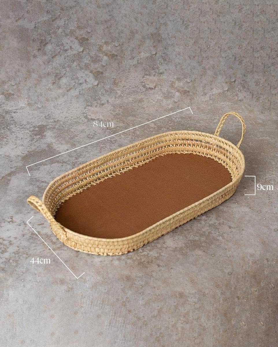 Cesteria Aparici Cambiador para Bebé - Cambiador Hecho artesanalmente con Palma y caña, Fondo de Madera