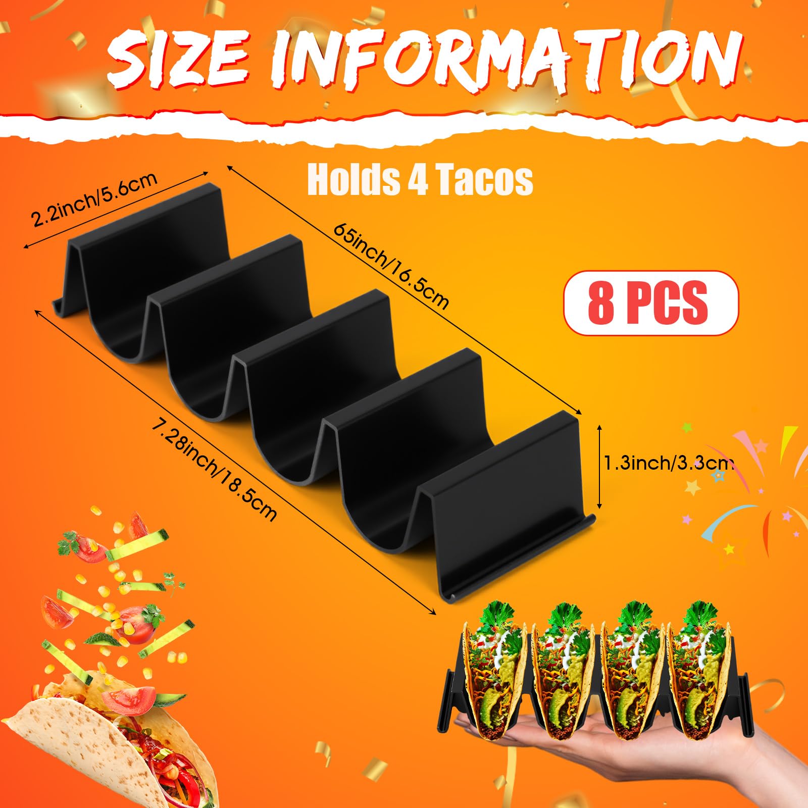 Taco Shell Microwave Rack Single Taco Holder Trays Baderke 24-Piece Taco Holder Stand Set | Black ...