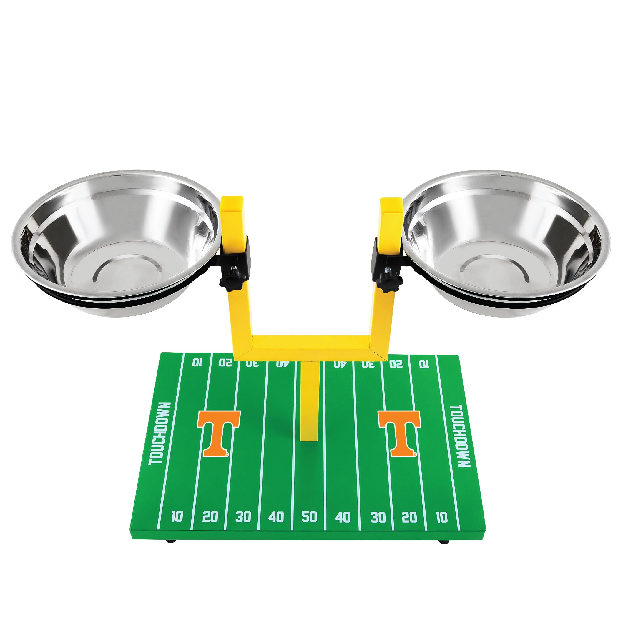 NCAA Tennessee Volunteers - Comedero elevado ajustable para perros con soporte, 2 cuencos de acero inoxidable, patas de goma antideslizantes, comedero elevado para perros grandes y pequeños