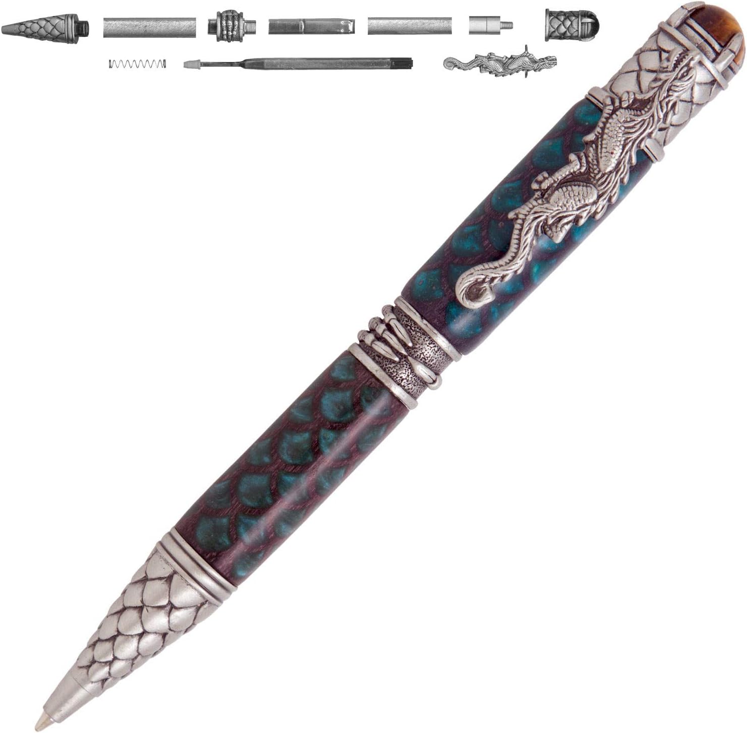 Penn State Industries PKDRAAP Dragon Twist Ballpoint Pen Kit Woodturning Project (5, Antique Pewter)