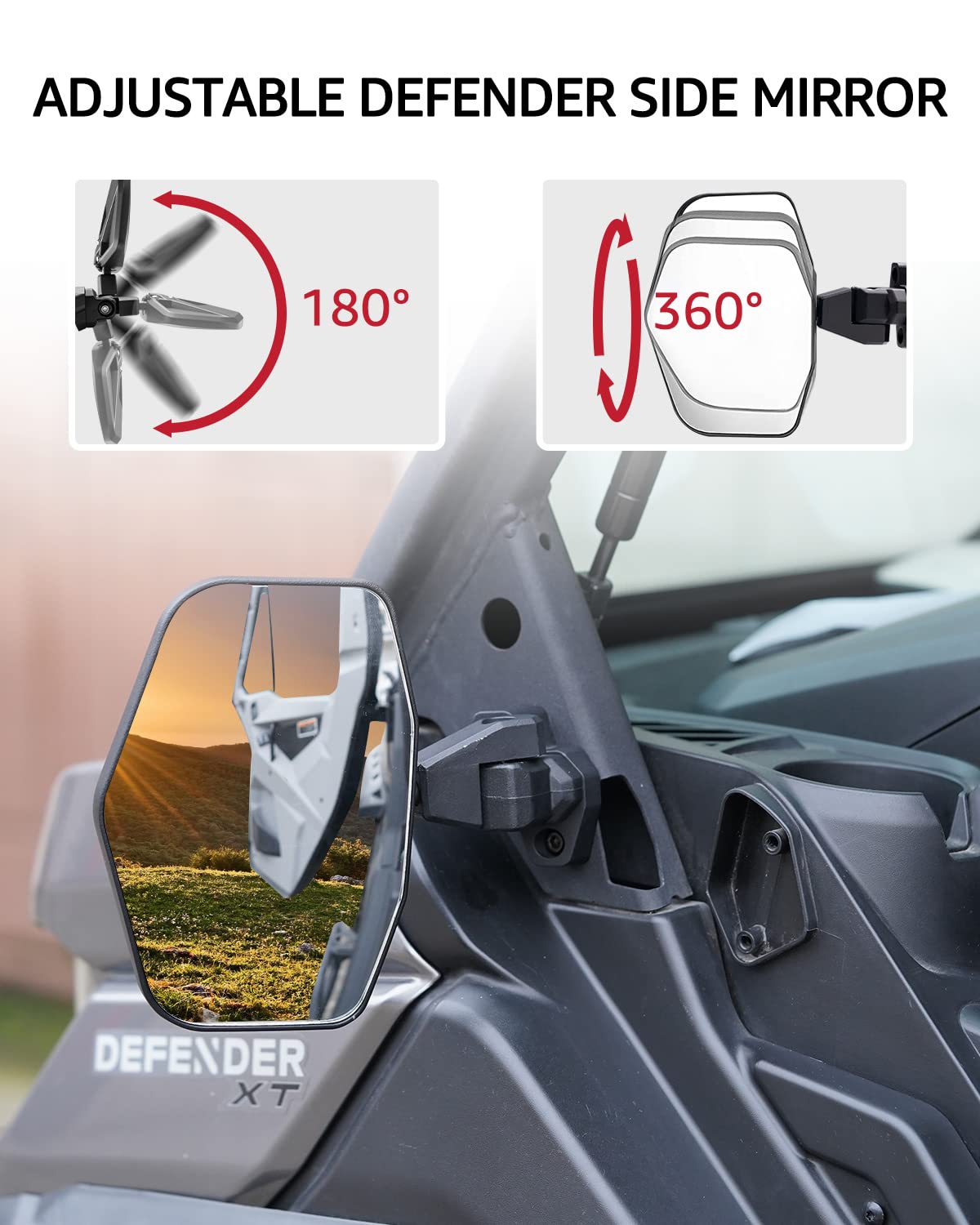 2Pcs Side Rear View Mirrors For 2016-2025 Can-Am Defender Maverick Trail 1000 - Foto 10