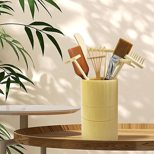 Miniatura 7 de Artcome Mini mesa Zen Sand Garden Rake Tool Set  con rastrillos, cepillo de arena, cuchara, tubo de bambú, meditación, arena, herramientas de jardín