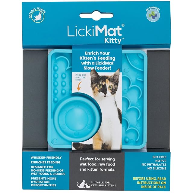 LickiMat Comedero lento combinado de gatitos con micro plato para mayor hidratación para gatitos y gatos…