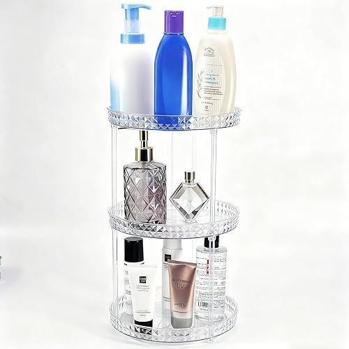 Miniatura 2 de Lazy Susan - Organizador de mesa giratoria de 3 niveles para gabinete, diseño de diamante de 9.2 pulgadas, organización y almacenamiento de despensa