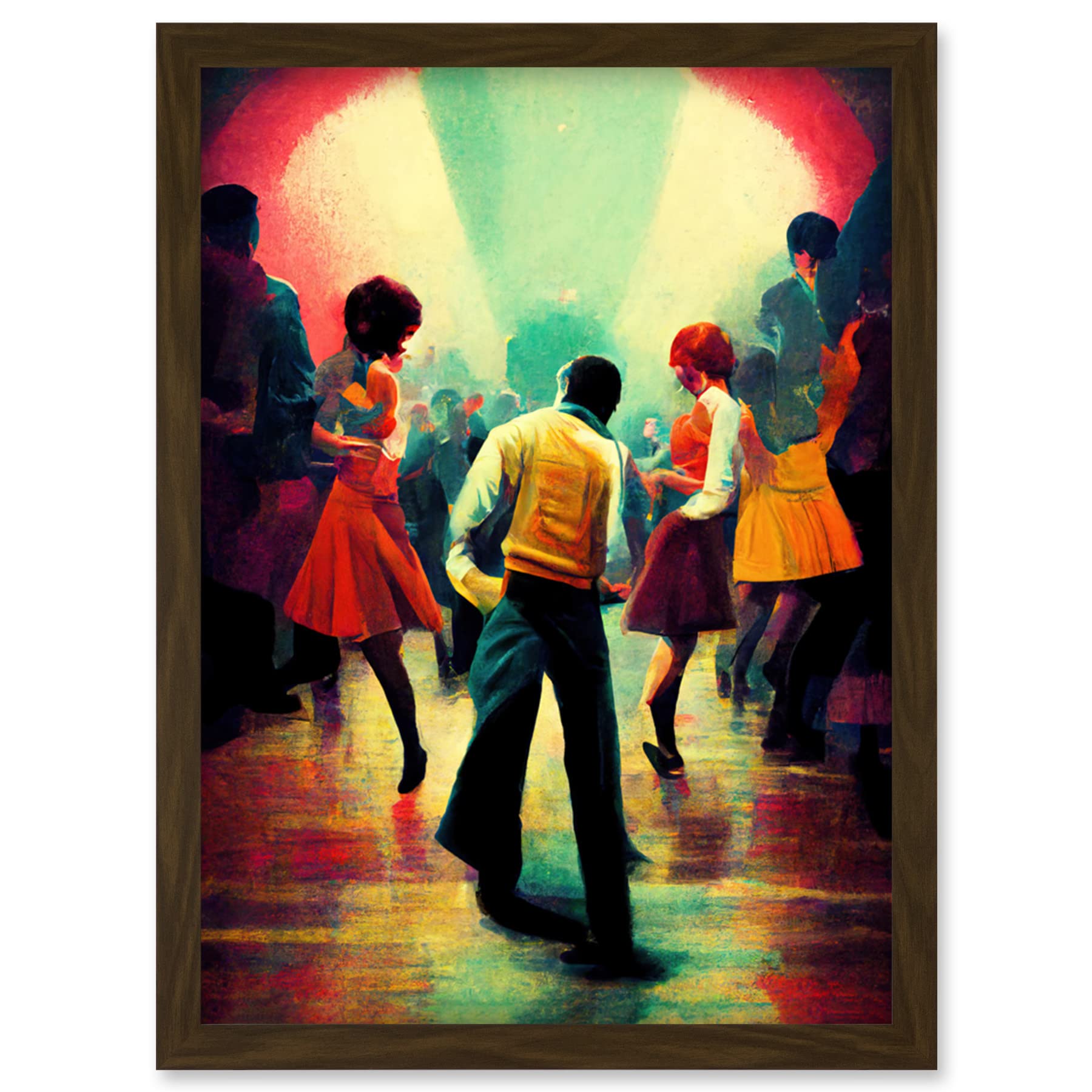 Northern Soul Music Retro Sixties Framed Wall Art Print A4 - Brown - Artery8