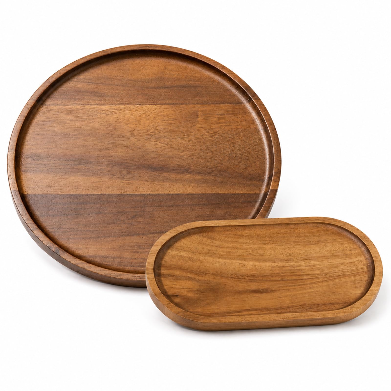 lot de 2 plateaux en bois naturel