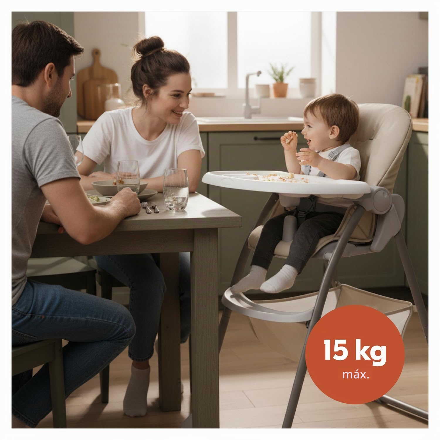 hauck Sit N Fold – Trona Plegable para Bebé y Niños desde 6 Meses hasta 15 kg | Silla de Comer Ergonómica con Arnés 5 Puntos - Respaldo y Bandeja Ajustables - Gran Cesta