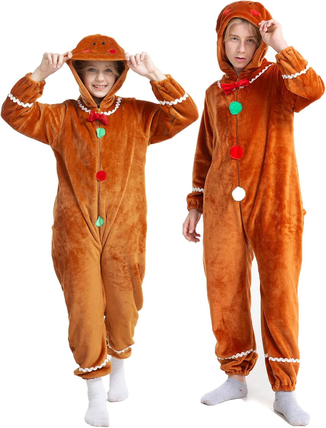 HSCTEK Kids Christmas Flannel Onesie with Hood Boys Girls
