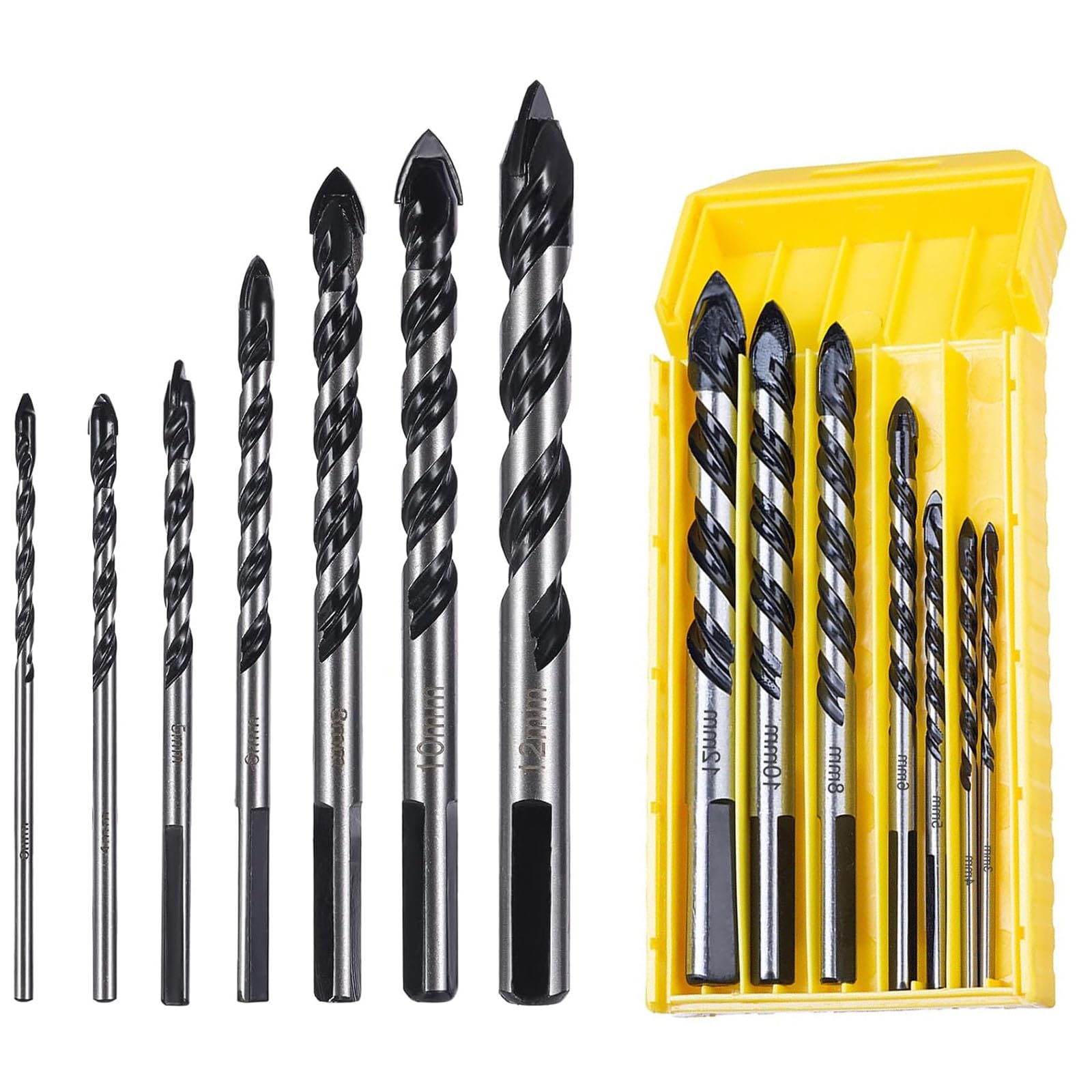 Tile Drill Glass Drill Set, 7-Piece Tile Drill Bit Set for Porcelain Ceramic, Tiles, Concrete, Brick Wall, Glass, Mirror