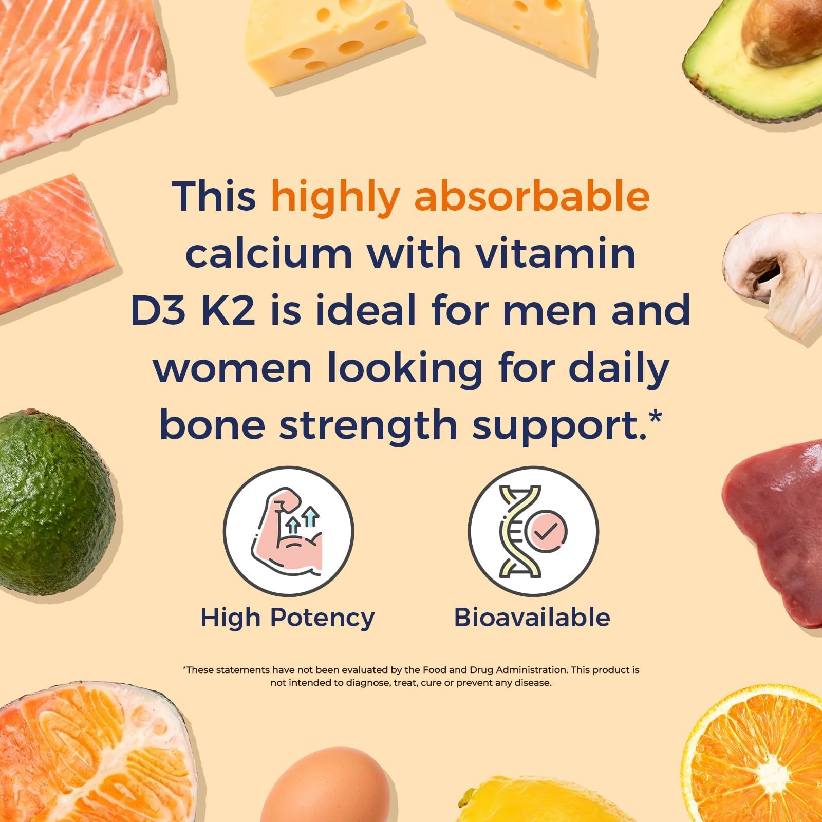 Vitalitown Vitamin D3 K2 Calcium 1200 mg for Women & Men, Vitamin D3 5000 IU, High Potency Bone Strength, Teeth & Immune System Support, Maximum Absorption, Easily Absorbable, 60 Tablets — Amazon image 6