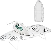 Vista 8 de Tabla de planchar con soporte estable para plancha y 7 alturas ajustables, tabla de planchar de 43" × 13" con cubierta y almohadilla resistente al