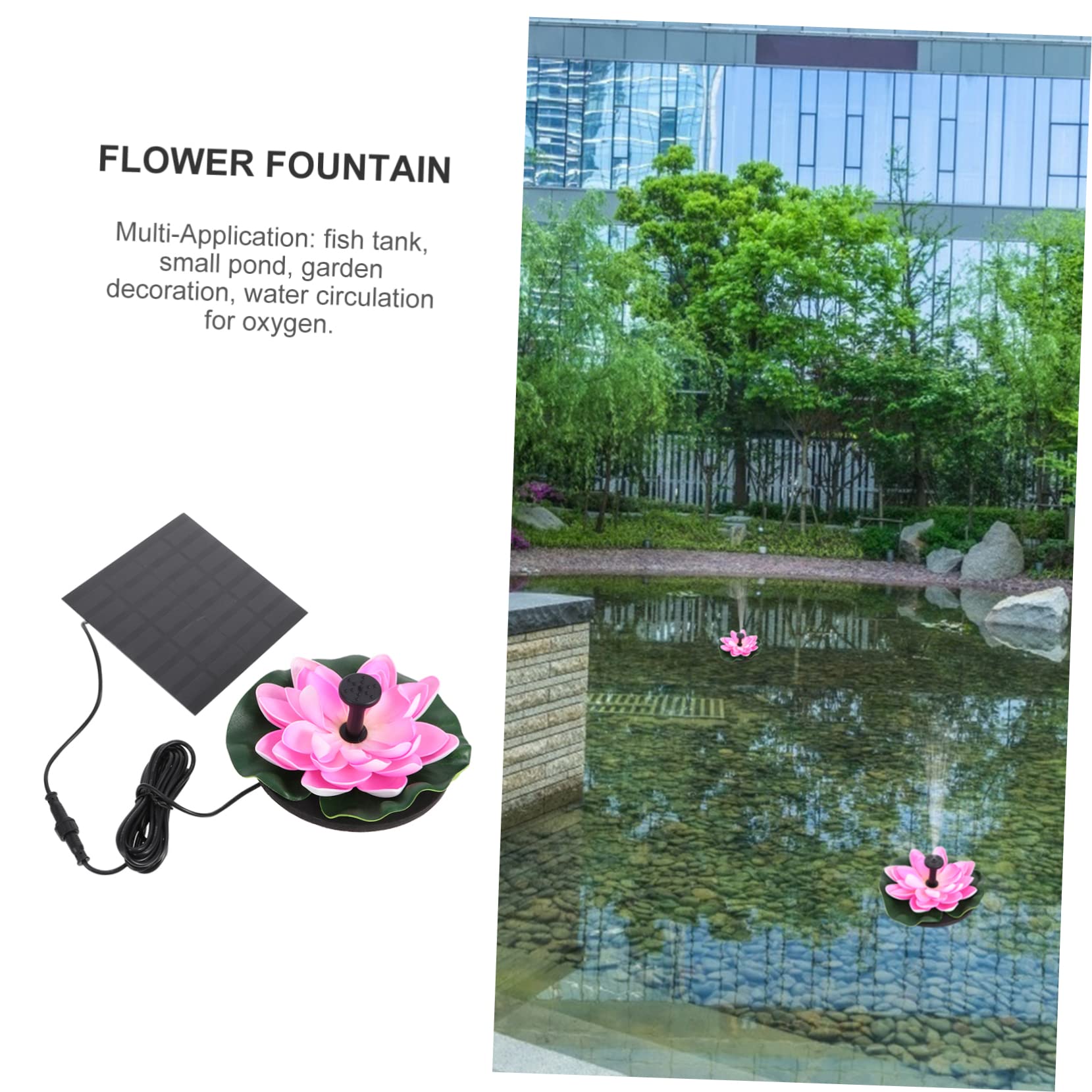 Cabilock Kreative Solarpumpe und Eva Material mit Monokristallinem Silizium Solarbetriebener Lotusbrunnen mit Wasserzirkulation für Gartendekoration und Teich