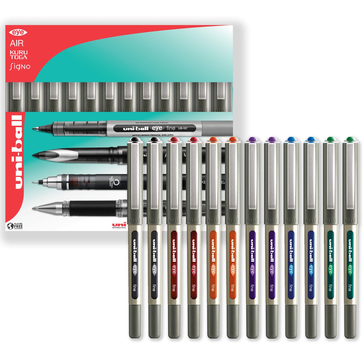 uni-ball EYE - UB-157E Rollerball Pens - 0.7mm Nib - In Envelope Gift Packaging (Pack of 12, Essentials)