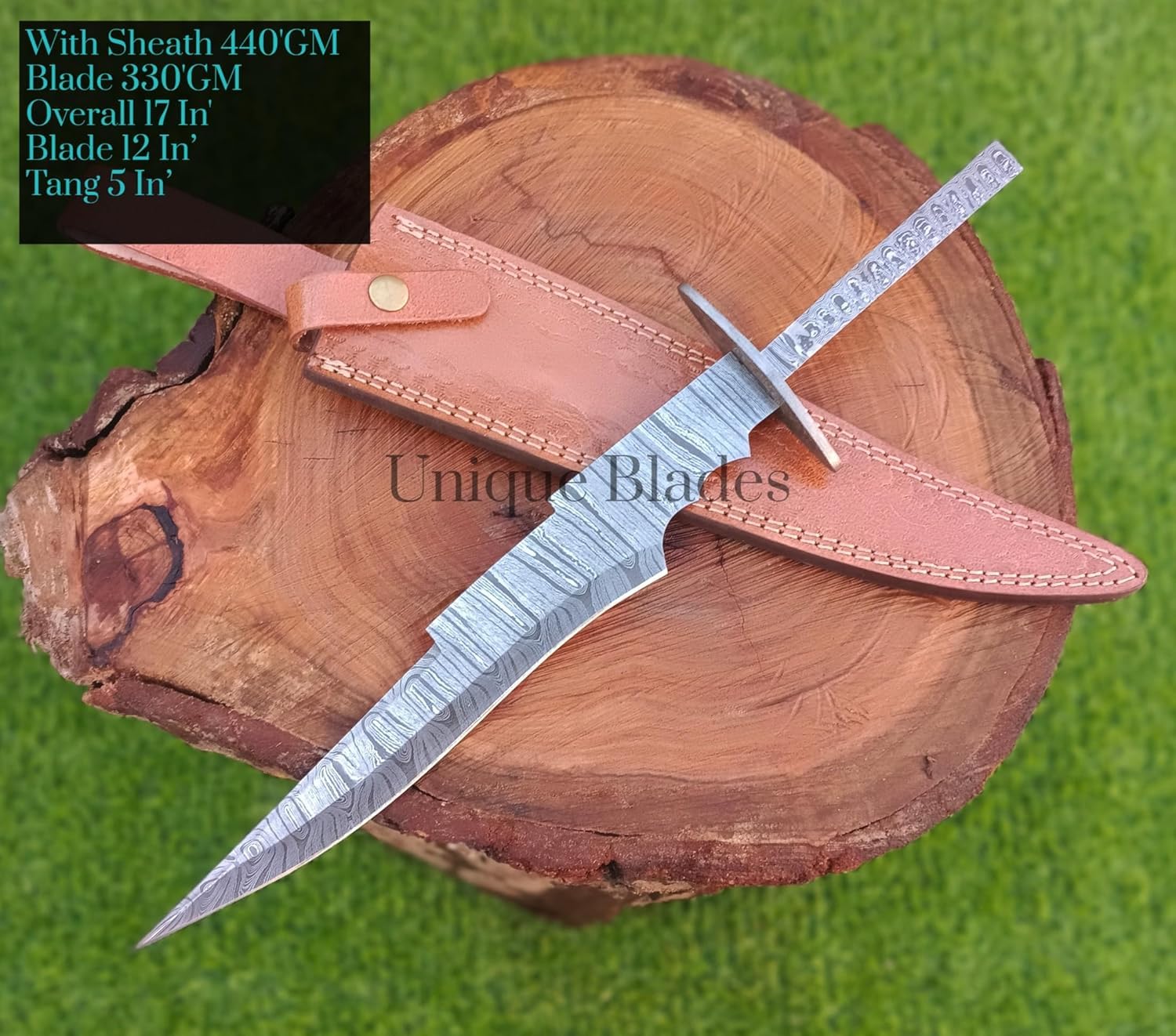 Blank Blades, DAMASCUS STEEL Blank Blades For Knife Making, Knife Making Supplies' Camping, Survival, Blades (Hunt 43.18 CM)