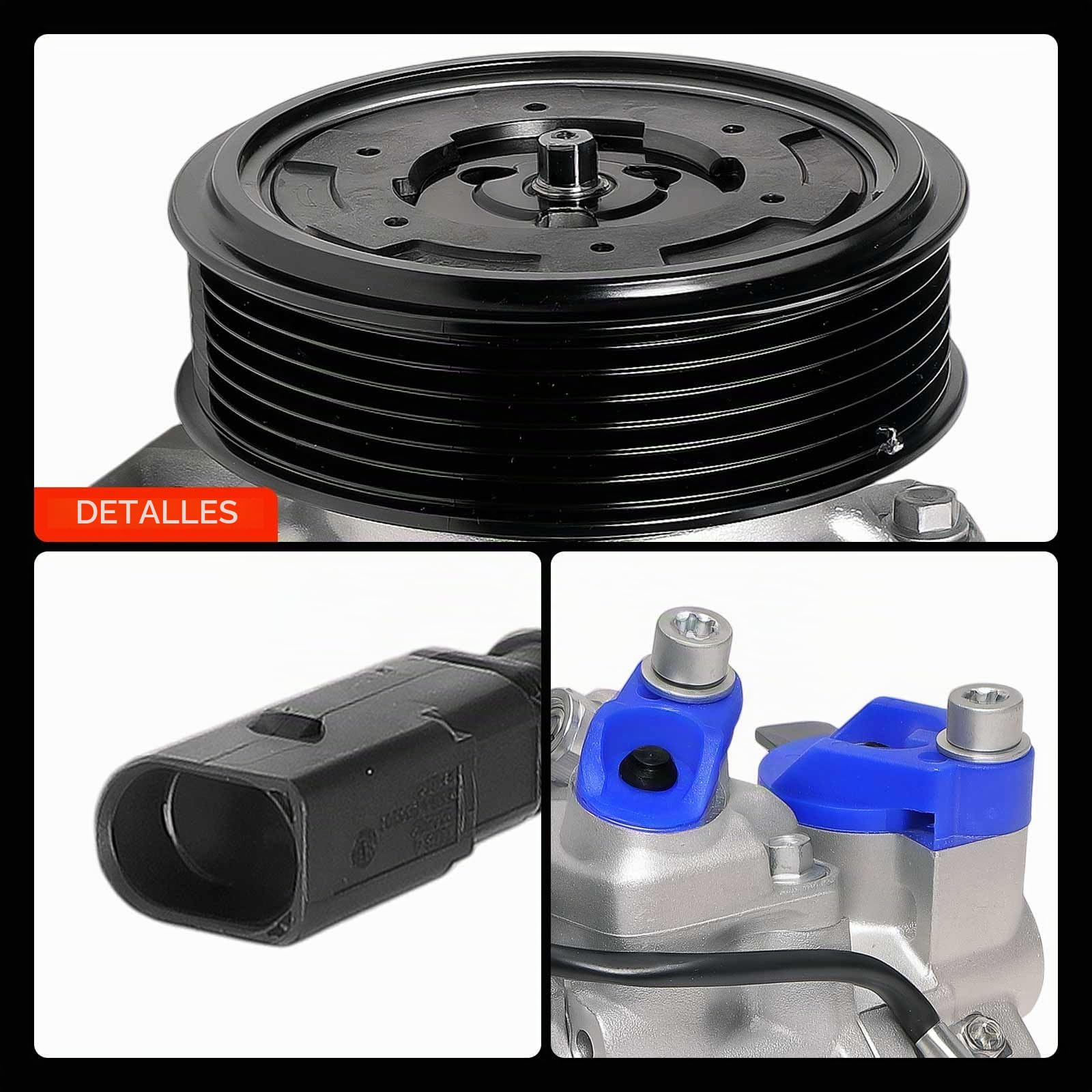 Frankberg Sistemas de aire acondicionado Compresor de aire acondicionado con embrague Compatible con A4 8E2 8EC 8H7 8HE 8E5 8ED A6 4F2 4FH 4F5 A8 4E2 Q5 8RB 8E0260805BAincl. aceite premezclado
