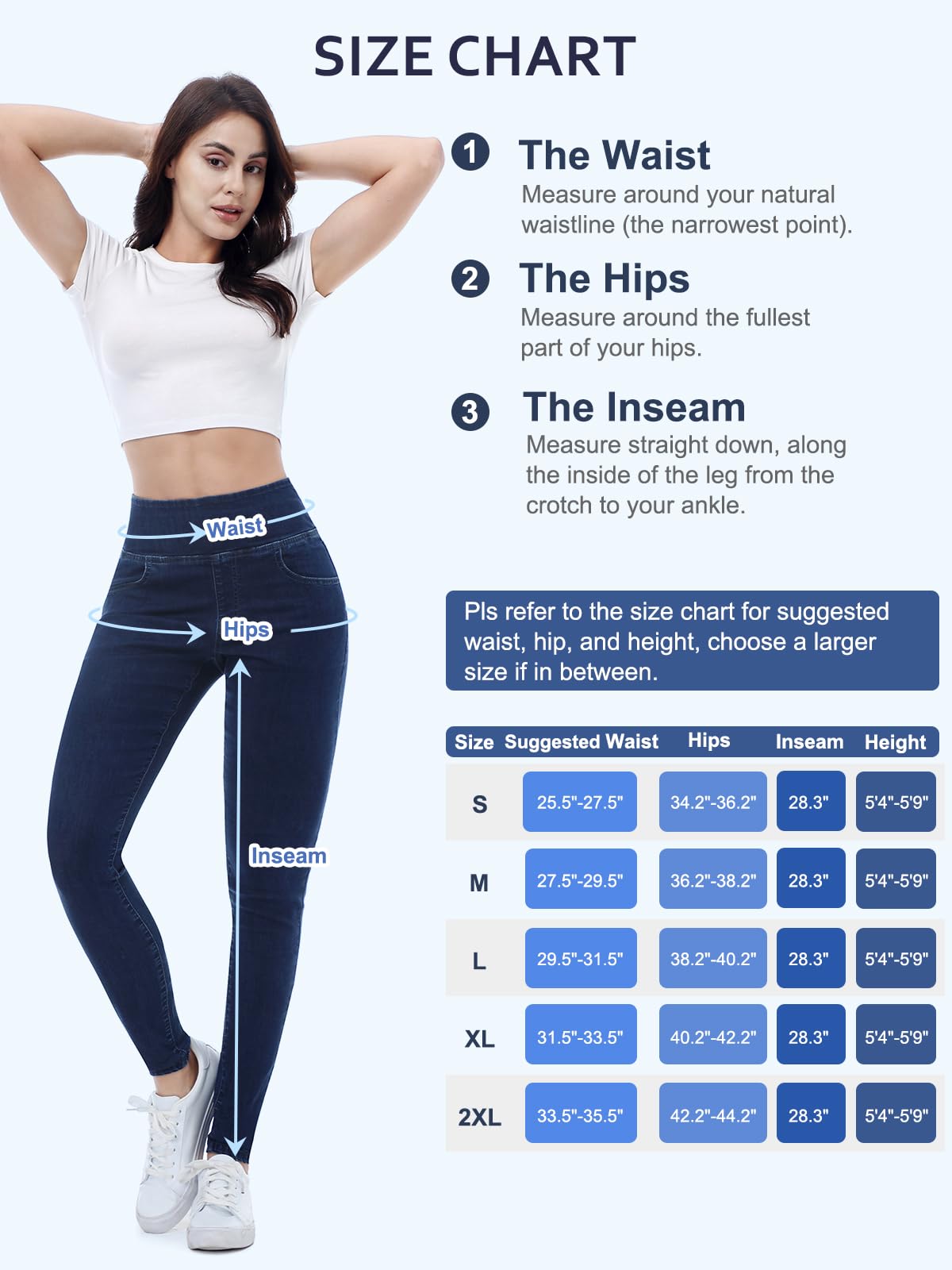 Jean Skinny Femme Taille Elastique,Jeggings Taille Haute avec 4 Poches Extensible Mode Slim Pantalon Stretch Crayon Pantalon