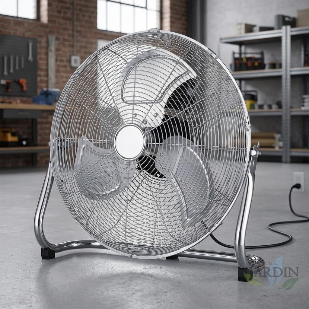 Suinga Ventilador de Suelo Industrial 20'' 120W 3 Velocidades | Ventilador de Alta Velocidad Reclinable | Ventilador de metal | Cable de 1.7 metros