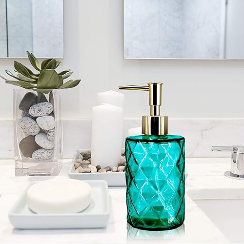 Miniatura 6 de Dispensador de jabón para platos de cocina y baño, dispensador de jabón líquido de manos recargable de vidrio de 12 onzas con bomba de plástico,