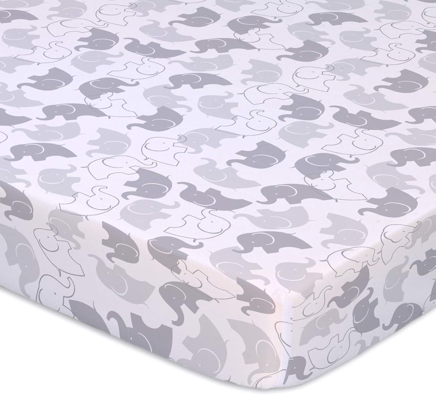 The Peanutshell Fitted Pack n Play, Playard, Mini Crib Sheets for Baby Boys or Girls | 2 Pack Set | Grey Elephant and Stripes : Baby