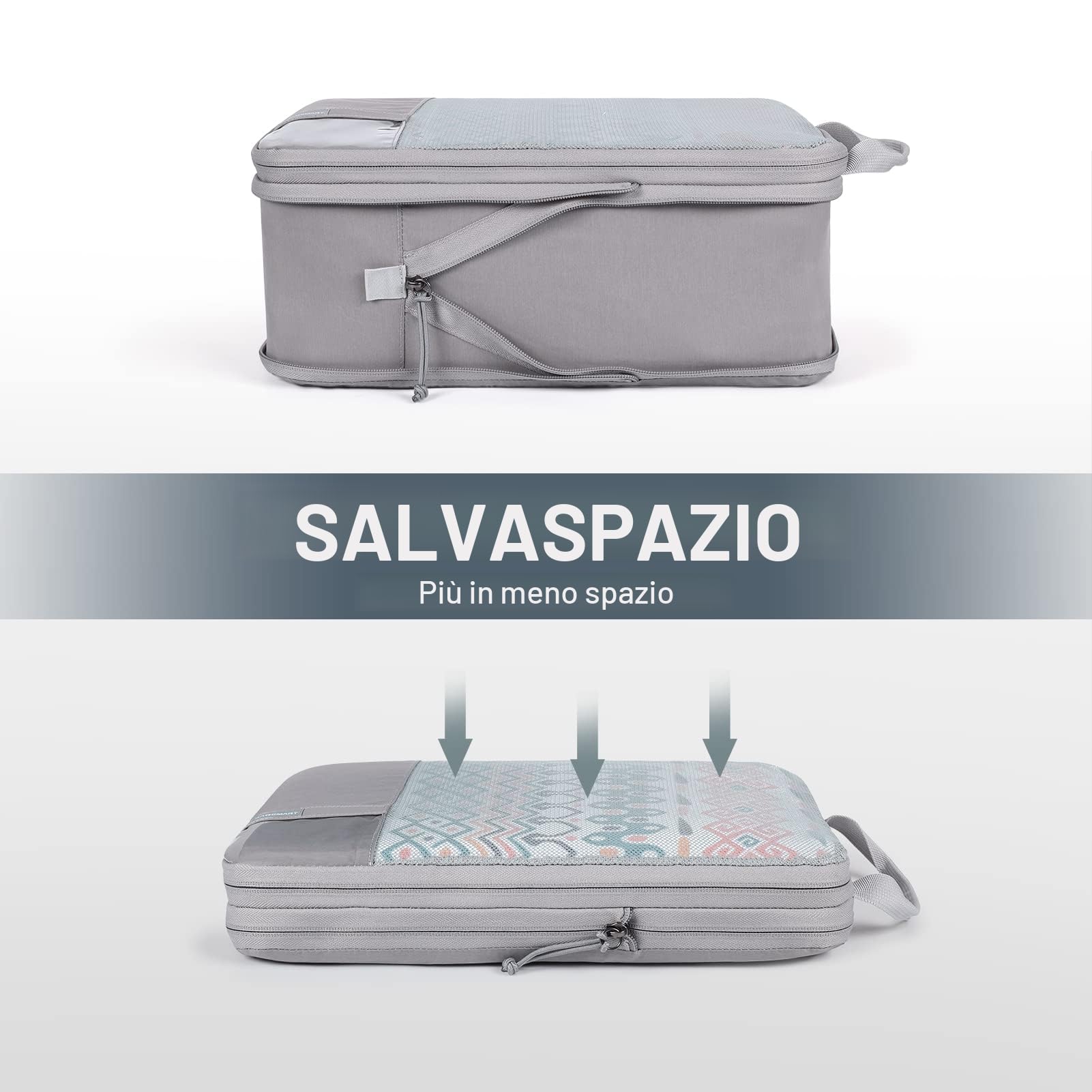 BAGSMART Organizer Valigia 6 Pezzi Set, Packing Cubes Compression Organizzatori Viaggio, Include Borse Porta Scarpe Con Coulisse, Per Zaini, Valigie e Contenitori per La Casa, 04-grigio, 6 pezzi