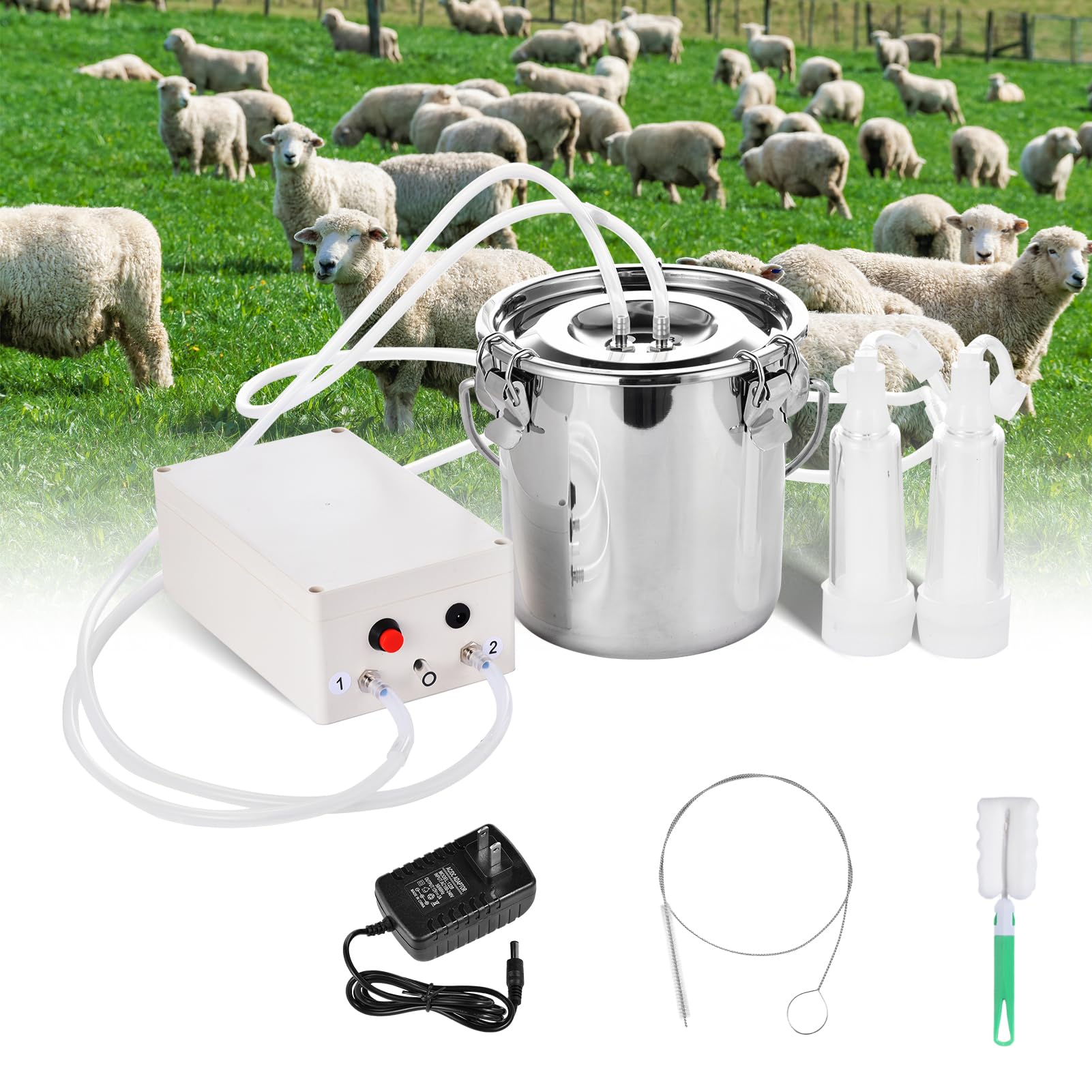 2025 Upgrade 3L Model Goat Milking Machine,Continuously Adjustable Suction Pulsation Vacuum Electric Milker,Portable Automatic Breast Pump with Sheep